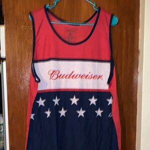 Budweiser Tank Top Shirt Mens XXL Red White Blue Sleeveless Beer Adult Americana